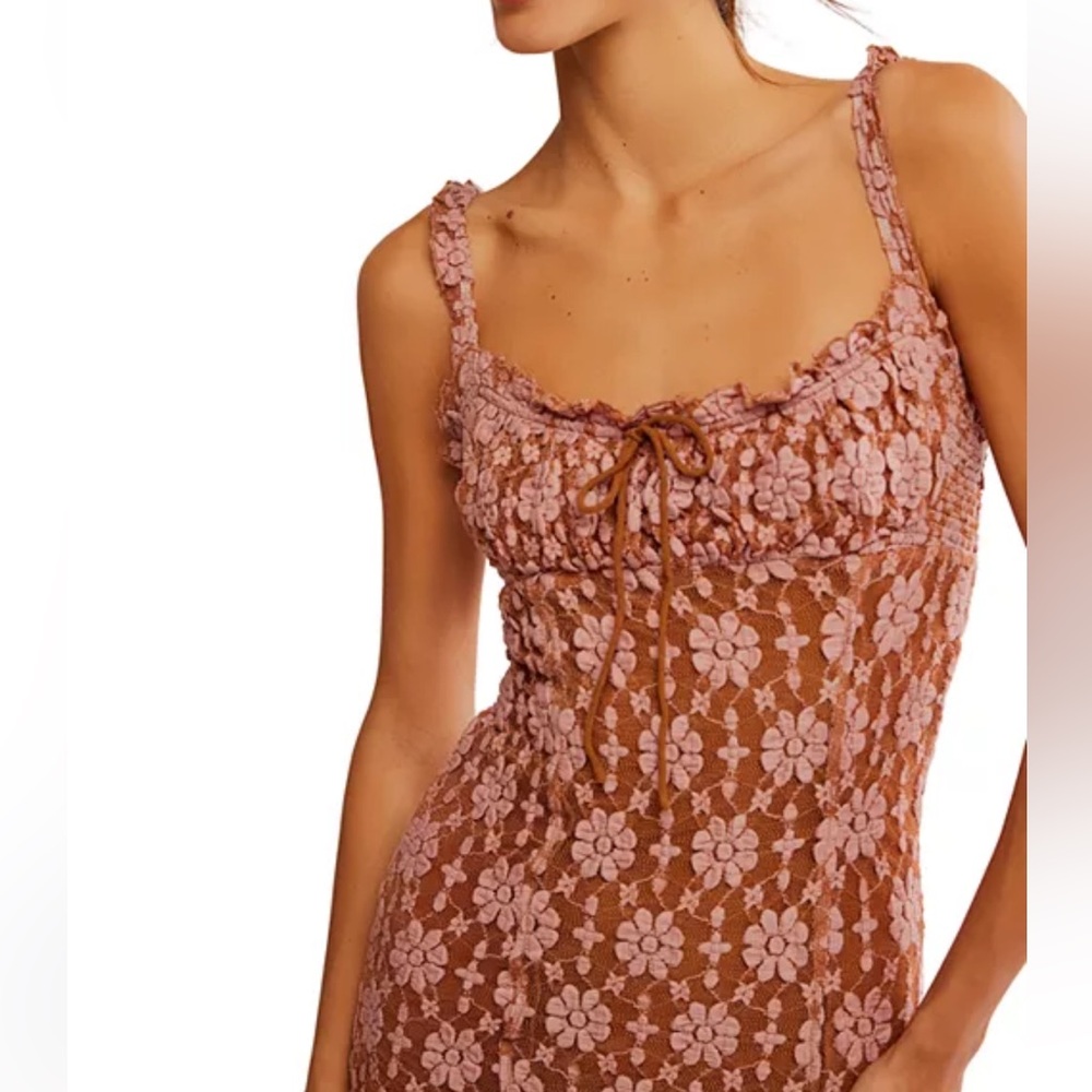 Free People Brown and Pink Floral Midi Dress - Picture 11 of 17